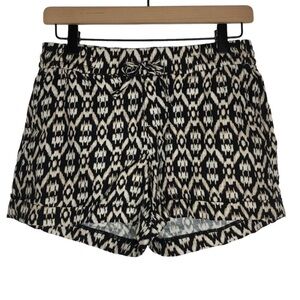 OLD NAVY Linen Blend Shorts Pull On Drawstring Ikat Print Neutral Size Small NWT